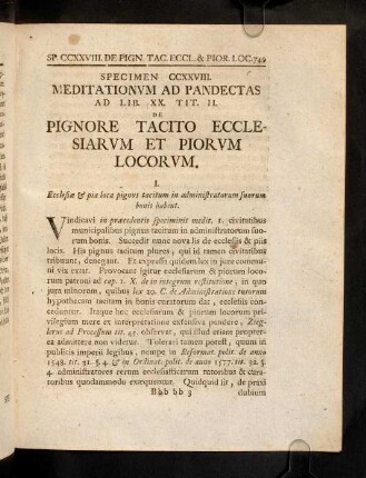 749-755, Sp. 228. De Pignore tacito acclesiarum & ...