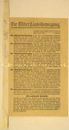 Programmatisches Flugblatt über die Zielsetzung der deutschnationalen Widerstandsbewegung