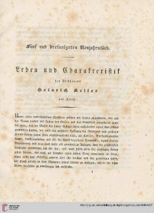 Leben und Charakteristik des Bildhauers Heinrich Keller aus Zürich