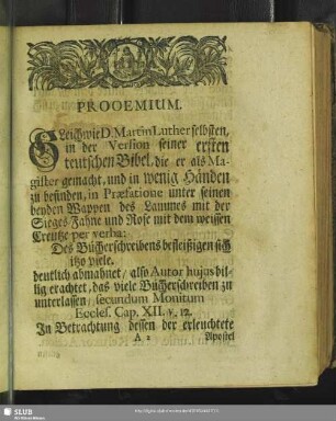 Prooemium [und Grossen Susannen-Brudern]