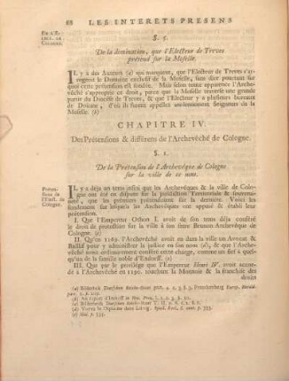 Chapitre IV. Des Prétensions & différens de l'Archeveché de Cologne.