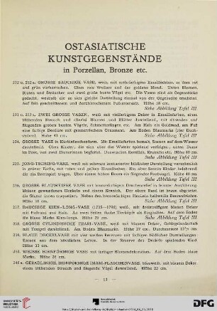 Ostasiatische Kunstgegenstände in Porzellan, Bronze etc. (Nr. 232-300)