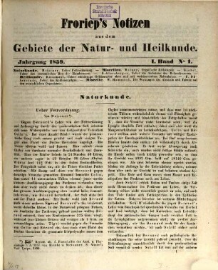 Froriep's Notizen aus dem Gebiete der Natur- und Heilkunde. 1859,1