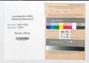 Entnazifizierung Alfons Beuse , geb. 19.10.1897 (Bahnbeamter)