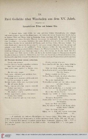 18: Zwei Gedichte über Wiesbaden aus dem XV. Jahrh.
