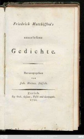 Friedrich Matthisson's auserlesene Gedichte