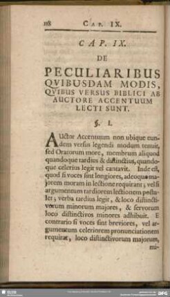 Cap. IX. De Peculiaribus Quibusdam Modis, Quibus Versus Biblici Ab Auctore Accentuum Lecti Sunt