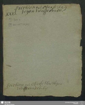 25,10: Friction des Oberschlachtigen Wasserrads - XVII 300 8. (25,10)