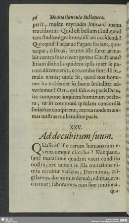 XXV. Ad decubitum suum