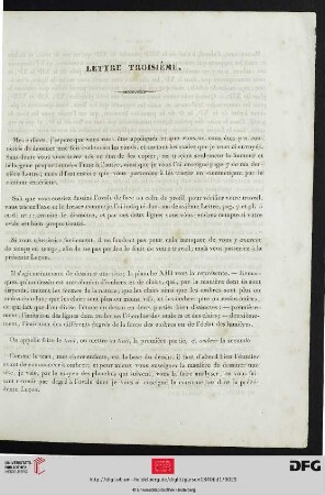 Lettre Troisième