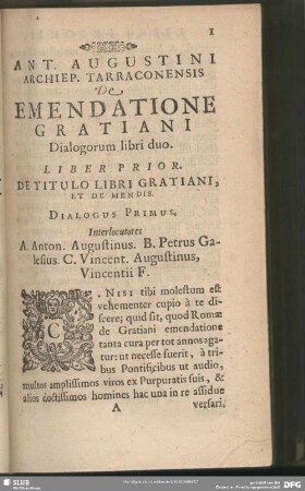 Liber Prior. De Titulo Libri Gratiani, Et de Mendis