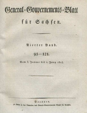 4.1815=Nr. 95-121: General-Gouvernements-Blatt für Sachsen