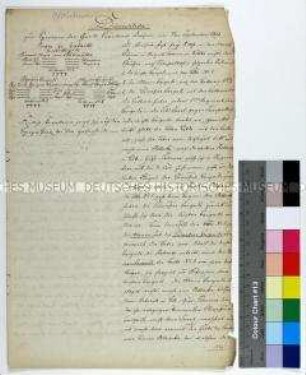 Disposition des preußischen Generals Franz Heinrich Georg Graf von Waldersee zum Exerzieren der Garde-Kavallerie-Division am 7. September 1853