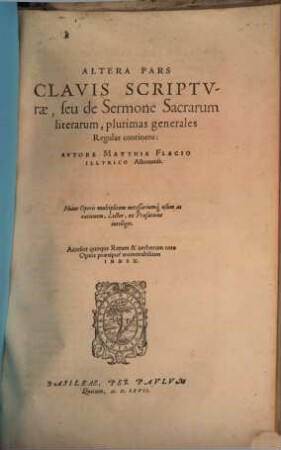 Clavis Scripturae S. seu de sermone sacrarum literarum. 2