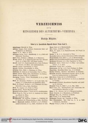 Verzeichnis dfr Mitglieder des Alterthums-Vereines