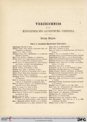 Verzeichnis dfr Mitglieder des Alterthums-Vereines
