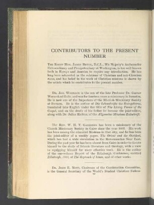 Contributors to the present number