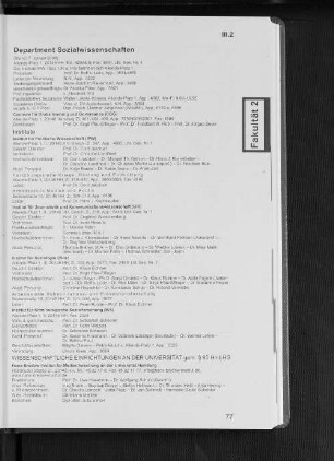Department Sozialwissenschaften