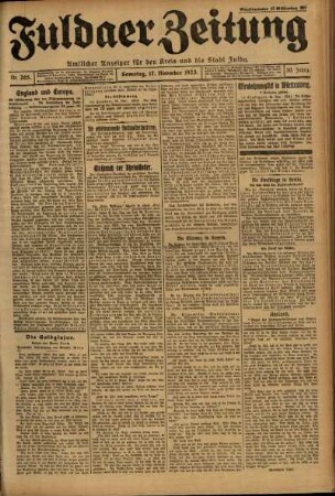 Ausgabe vom Samstag, den 17. November 1923.