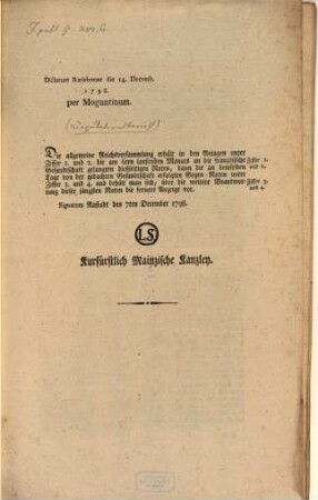 Deputationsbericht vom 7. December 1798 : M. Beyll. ; Dictatum Rat. d. 21. Dec. 1798