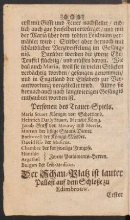 Personen des Trauer-Spiels.