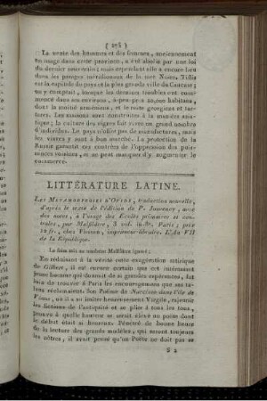 Littérature Latine.