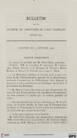 Séance du 9 janvier 1920