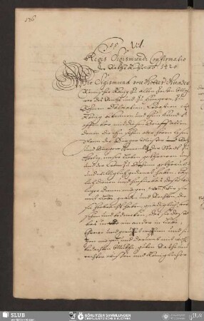 55. Regis Sigismundi Confirmatio Der Raths Kühr ao. 1420.