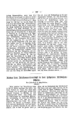 Ueber den Zeichenunterricht in der höheren Mädchenschule : (Schluß)