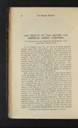 The Health of the British and American Armies Compared.