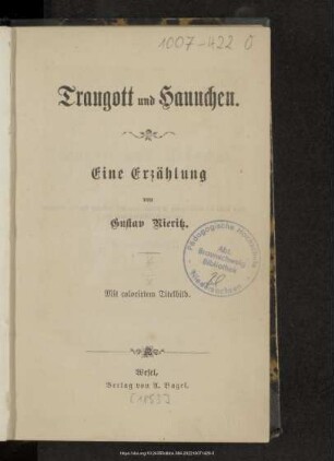 Traugott und Hannchen : eine Erzählung