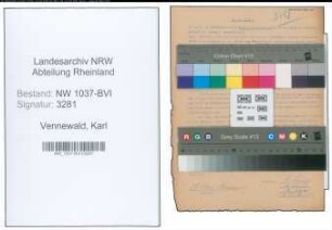 Entnazifizierung Karl Vennewald , geb. 25.07.1894 (Telefonist)
