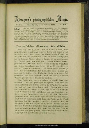 Das Aufleben glänzender Aristobilder