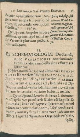II. Ex Schematologiae Doctrina ...