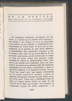 De la portera : Del prólogo de la primera edición