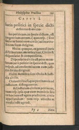 Caput I. Iuris politici in specie dicti definitio & divisio.