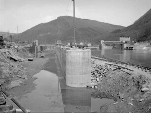 Schleusenbaustelle Neckargemünd nach Hochwasser 1929