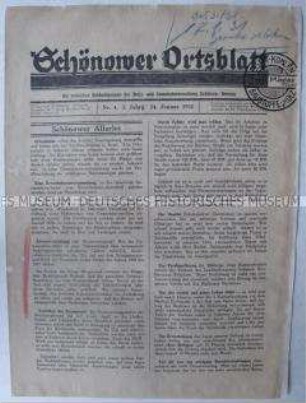 Kommunales Mitteilungsblatt "Schönower Ortsblatt"