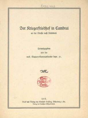 Der Kriegerfriedhof in Cambrai an der Straße nach Solesmes