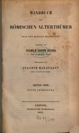 Handbuch der römischen Alterthümer. 3,1