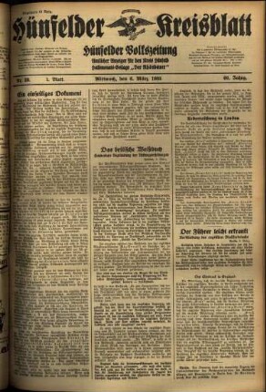 Erste Ausgabe vom Mittwoch, den 06. März 1935.