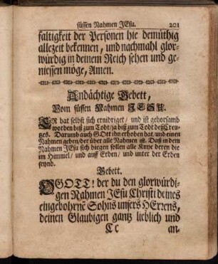 Andächtige Gebett, Vom süssen Nahmen Jesu