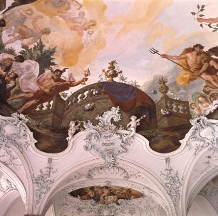 Innendekoration des Gartensaales — Deckendekoration des Gartensaales — Göttermahl und Rast der Diana