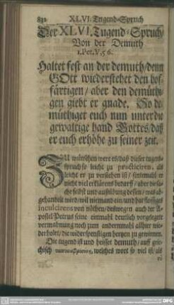 Der XLVI. Tugend-Spruch, Von der Demuth