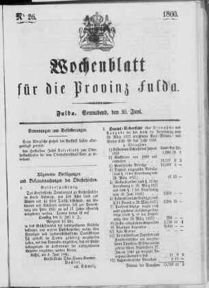 Nr. 26, Ausgabe vom 30. Juni 1860