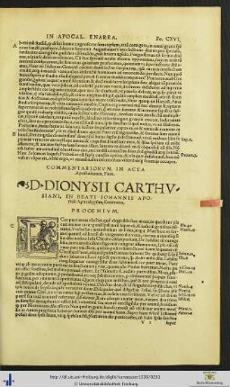 D. Dionysii In Beati Iohannis Apocalypsim Enarratio