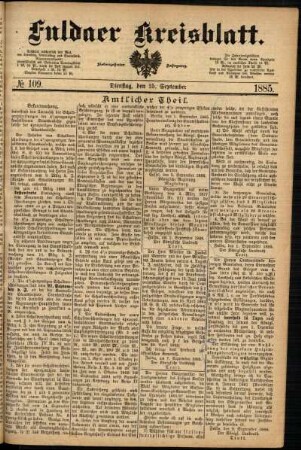 Ausgabe vom Dienstag, den 15. September 1885.