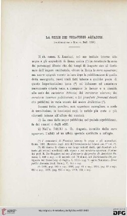 29: La serie dei curatores aquarum