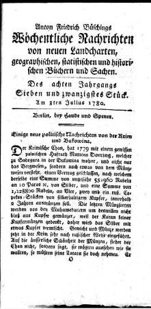 Sieben und zwanzigstes Stück