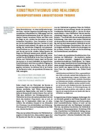 Konstruktivismus und Realismus. Grundpositionen linguistischer Theorie